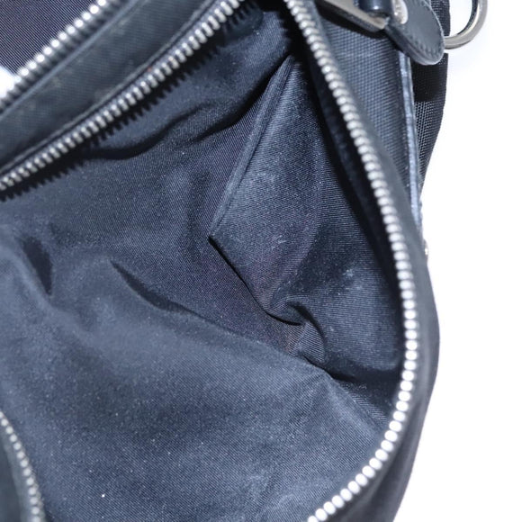 GUCCI Web Sherry Line Shoulder Bag Nylon Silver Black Red 246409 Auth nb073