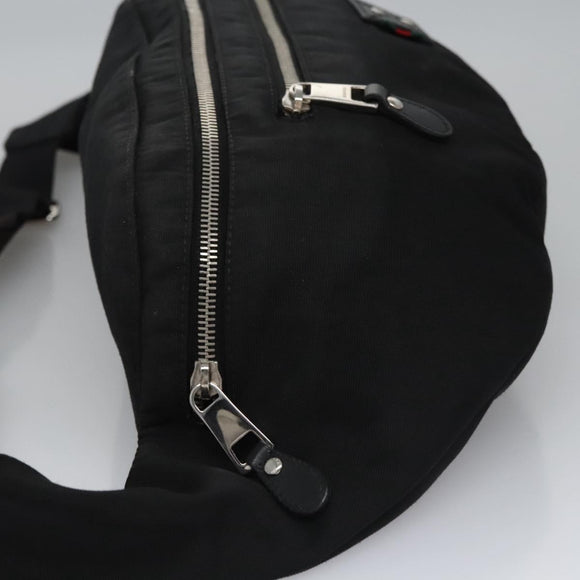 GUCCI Web Sherry Line Shoulder Bag Nylon Silver Black Red 246409 Auth nb073