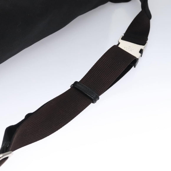 GUCCI Web Sherry Line Shoulder Bag Nylon Silver Black Red 246409 Auth nb073