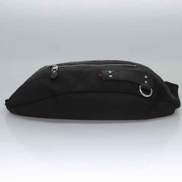 GUCCI Web Sherry Line Shoulder Bag Nylon Silver Black Red 246409 Auth nb073