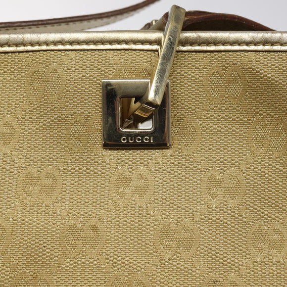 GUCCI GG Canvas Tote Bag Gold 002 1099 Auth nb079