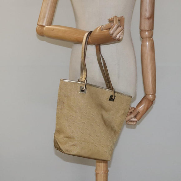GUCCI GG Canvas Tote Bag Gold 002 1099 Auth nb079