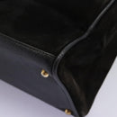 GUCCI Bamboo Hand Bag Suede Leather Black Gold 000 122 0316 Auth nb100-14
