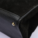 GUCCI Bamboo Hand Bag Suede Leather Black Gold 000 122 0316 Auth nb100-16