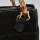 GUCCI Bamboo Hand Bag Suede Leather Black Gold 000 122 0316 Auth nb100-10