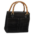 GUCCI Bamboo Hand Bag Suede Leather Black Gold 000 122 0316 Auth nb100-1
