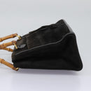 GUCCI Bamboo Hand Bag Suede Leather Black Gold 000 122 0316 Auth nb100-3