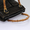 GUCCI Bamboo Hand Bag Suede Leather Black Gold 000 122 0316 Auth nb100-6