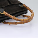 GUCCI Bamboo Hand Bag Suede Leather Black Gold 000 122 0316 Auth nb100-7