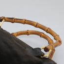 GUCCI Bamboo Hand Bag Suede Leather Black Gold 000 122 0316 Auth nb100-8
