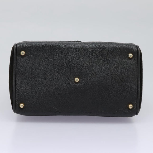 GUCCI Bamboo Hand Bag Suede Leather Black Gold 000 122 0316 Auth nb100