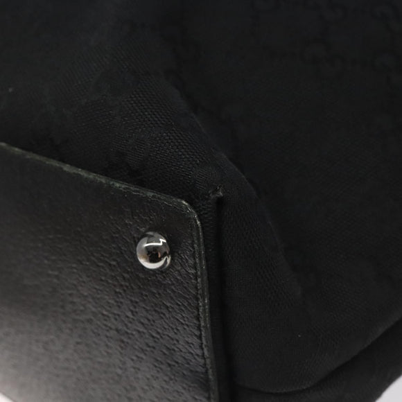 GUCCI GG Canvas Tote Bag Black Silver 120836 Auth nb105
