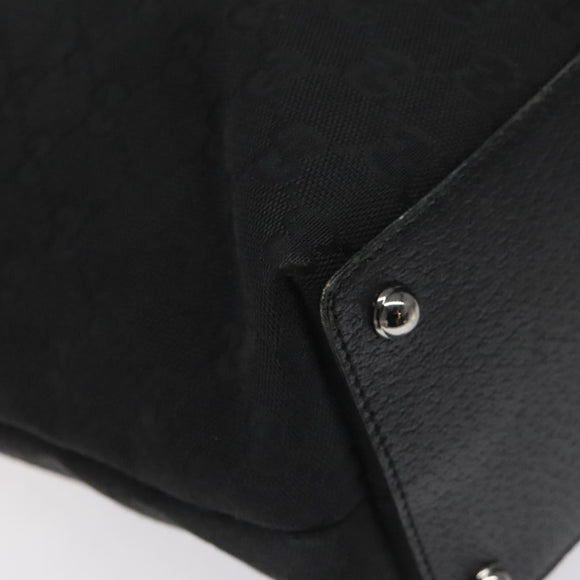GUCCI GG Canvas Tote Bag Black Silver 120836 Auth nb105