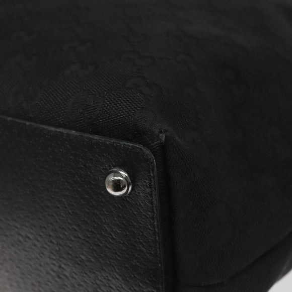 GUCCI GG Canvas Tote Bag Black Silver 120836 Auth nb105