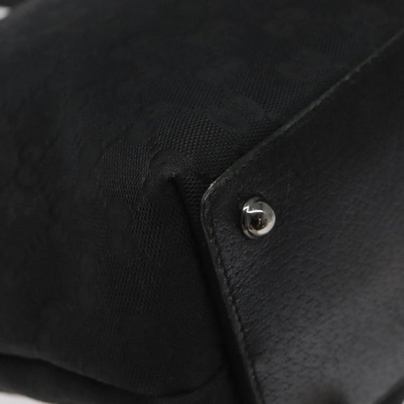 GUCCI GG Canvas Tote Bag Black Silver 120836 Auth nb105
