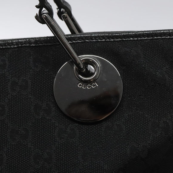 GUCCI GG Canvas Tote Bag Black Silver 120836 Auth nb105