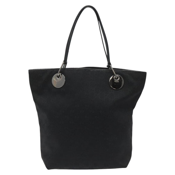 GUCCI GG Canvas Tote Bag Black Silver 120836 Auth nb105