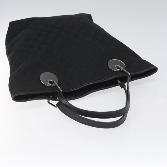 GUCCI GG Canvas Tote Bag Black Silver 120836 Auth nb105