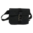 GUCCI GG Canvas Waist bag Black Silver 131236 Auth nb108-1