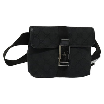 GUCCI GG Canvas Waist bag Black Silver 131236 Auth nb108