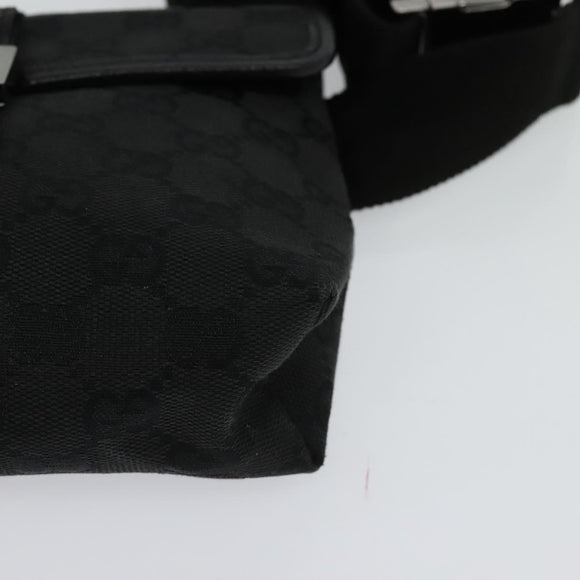 GUCCI GG Canvas Waist bag Black Silver 131236 Auth nb108
