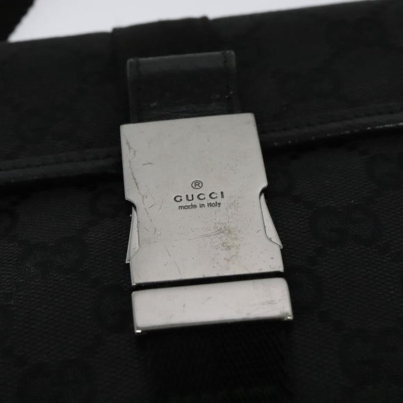 GUCCI GG Canvas Waist bag Black Silver 131236 Auth nb108