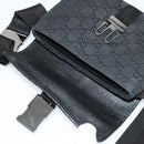 GUCCI GG Canvas Waist bag Black Silver 131236 Auth nb108-10