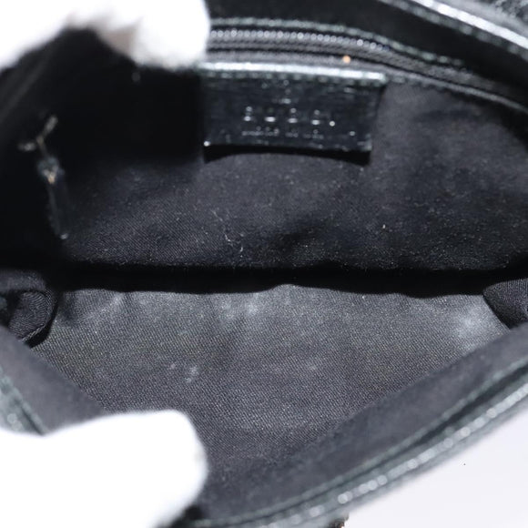 GUCCI GG Canvas Waist bag Black Silver 131236 Auth nb108