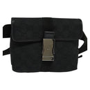 GUCCI GG Canvas Waist bag Black Silver 131236 Auth nb108-13