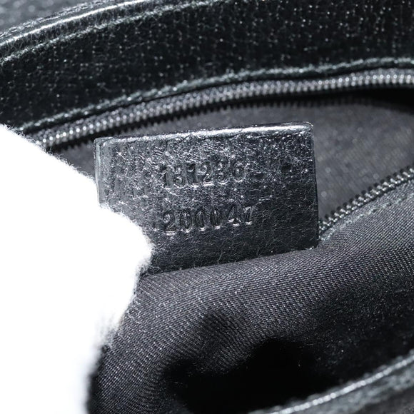 GUCCI GG Canvas Waist bag Black Silver 131236 Auth nb108