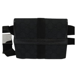 GUCCI GG Canvas Waist bag Black Silver 131236 Auth nb108 - 0