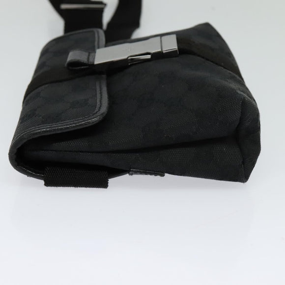 GUCCI GG Canvas Waist bag Black Silver 131236 Auth nb108