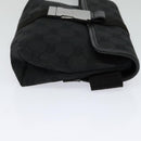 GUCCI GG Canvas Waist bag Black Silver 131236 Auth nb108-4