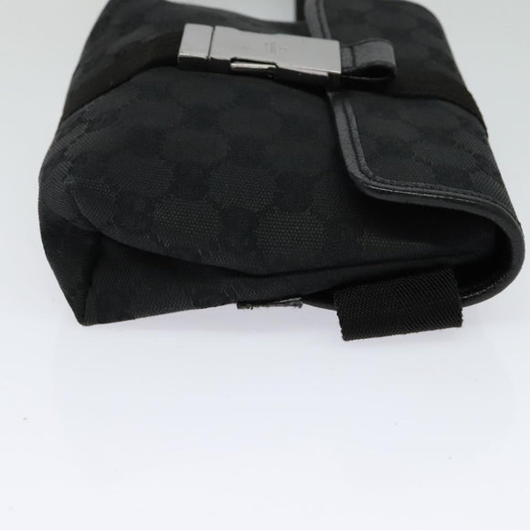GUCCI GG Canvas Waist bag Black Silver 131236 Auth nb108