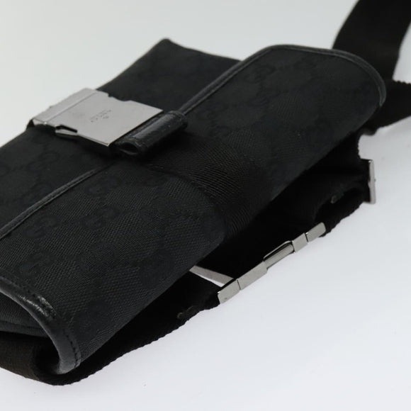 GUCCI GG Canvas Waist bag Black Silver 131236 Auth nb108