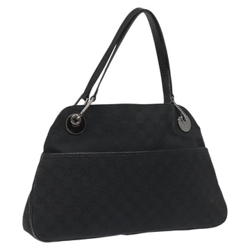 GUCCI GG Canvas Shoulder Bag Silver Black 121023 Auth nb110