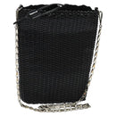 GUCCI Chain Shoulder Bag Straw Black Auth nb112-1