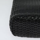 GUCCI Chain Shoulder Bag Straw Black Auth nb112-9