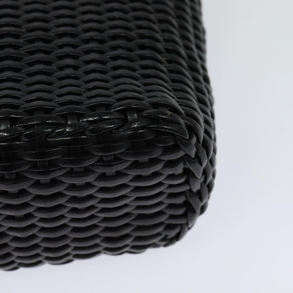 GUCCI Chain Shoulder Bag Straw Black Auth nb112