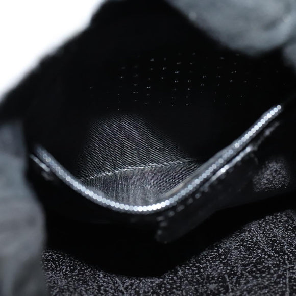 GUCCI Chain Shoulder Bag Straw Black Auth nb112