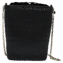 GUCCI Chain Shoulder Bag Straw Black Auth nb112-2