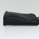 GUCCI Chain Shoulder Bag Straw Black Auth nb112-4