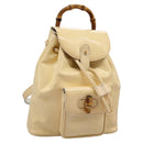 GUCCI Bamboo Backpack Patent leather Beige Gold 003 2058 0030 Auth nb115-1