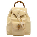 GUCCI Bamboo Backpack Patent leather Beige Gold 003 2058 0030 Auth nb115-13