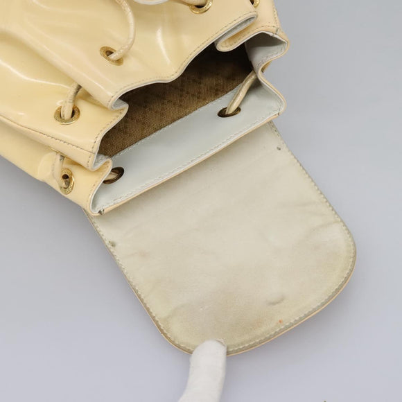 GUCCI Bamboo Backpack Patent leather Beige Gold 003 2058 0030 Auth nb115