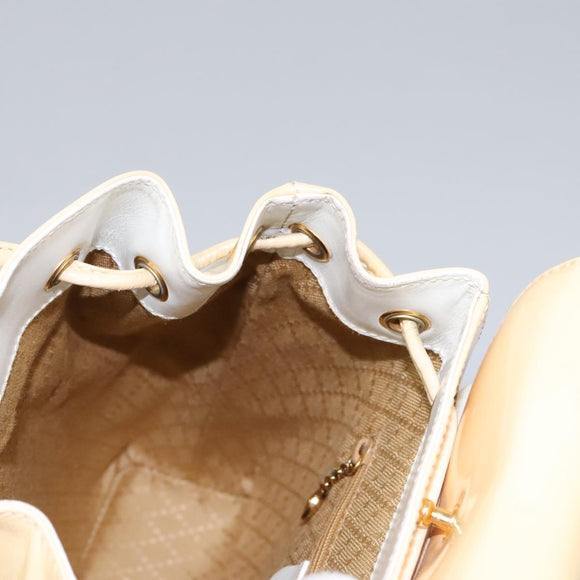 GUCCI Bamboo Backpack Patent leather Beige Gold 003 2058 0030 Auth nb115