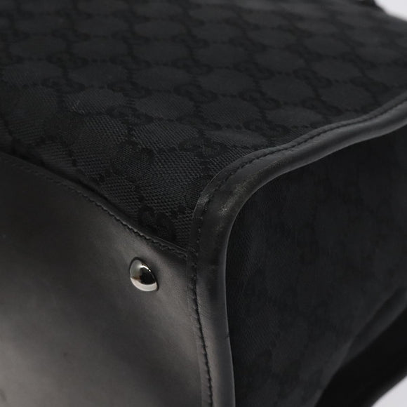 GUCCI GG Canvas Tote Bag Black Silver 109101 Auth nb119