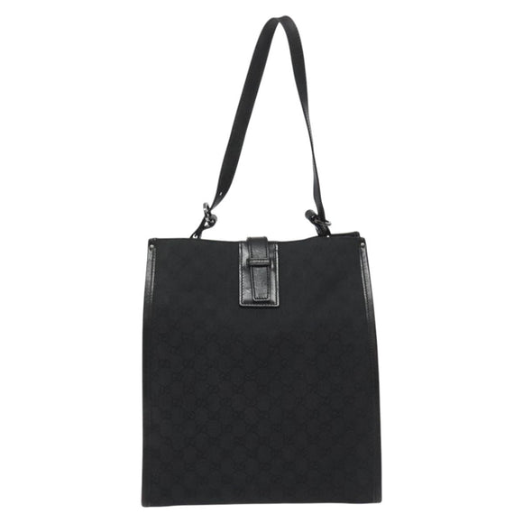 GUCCI GG Canvas Tote Bag Black Silver 109101 Auth nb119