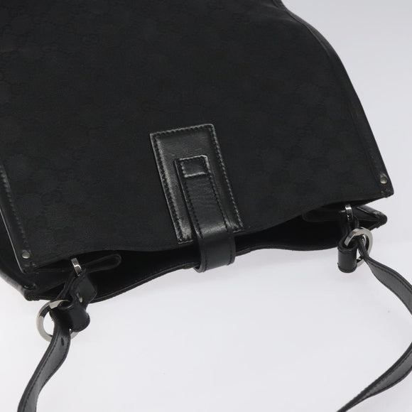 GUCCI GG Canvas Tote Bag Black Silver 109101 Auth nb119