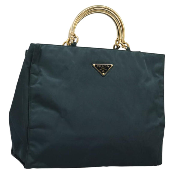 PRADA Hand Bag Nylon Khaki Auth nb125